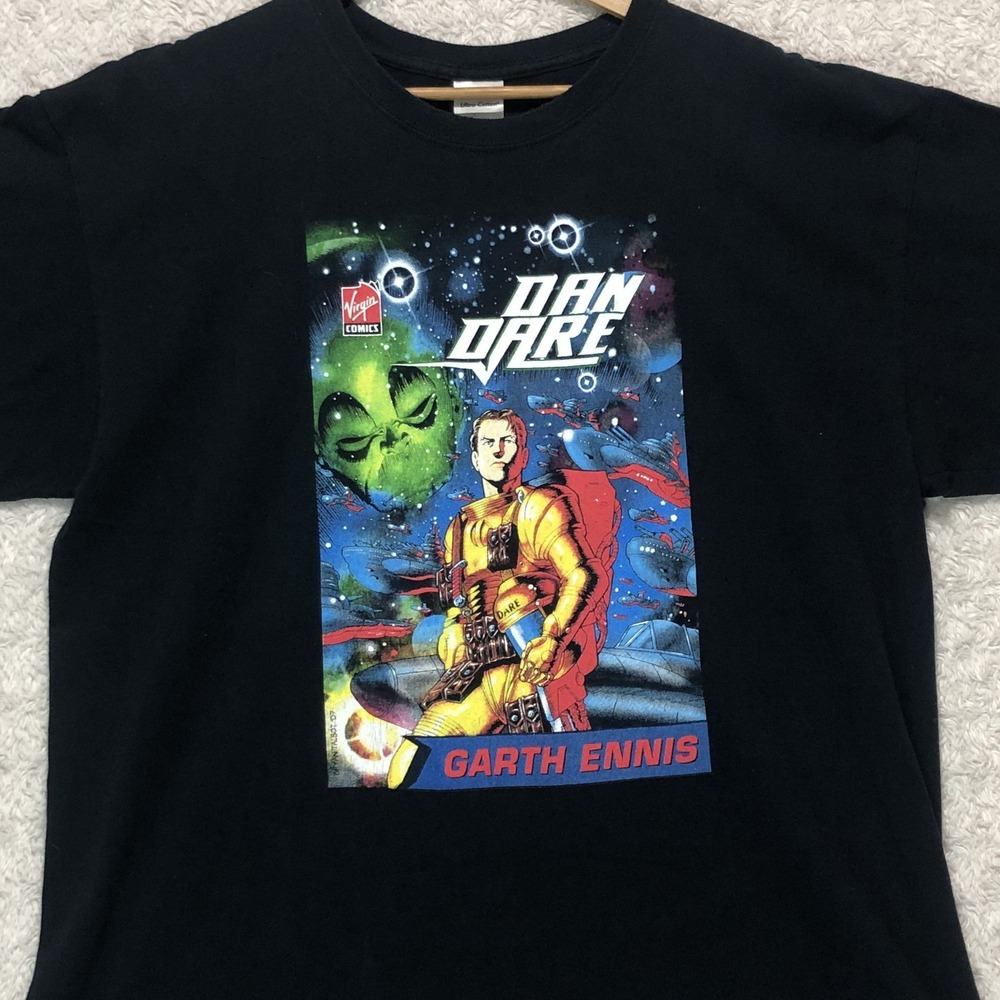 Gildan Dan Dare Garth Ennis Virgin‎ Comics Black Graphic Tee Shirt Mens XL